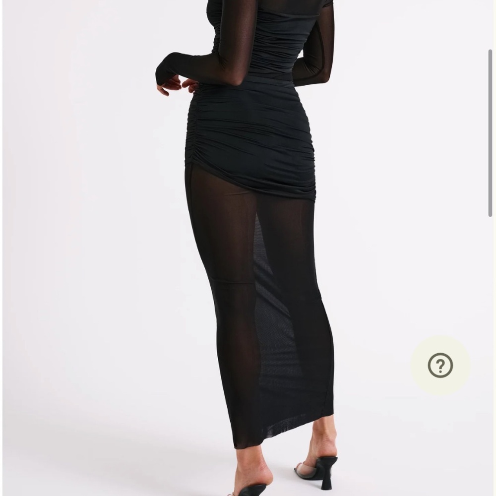 Sheer Long Sleeve Black Mesh Maxi Dress - Picture 3 of 7